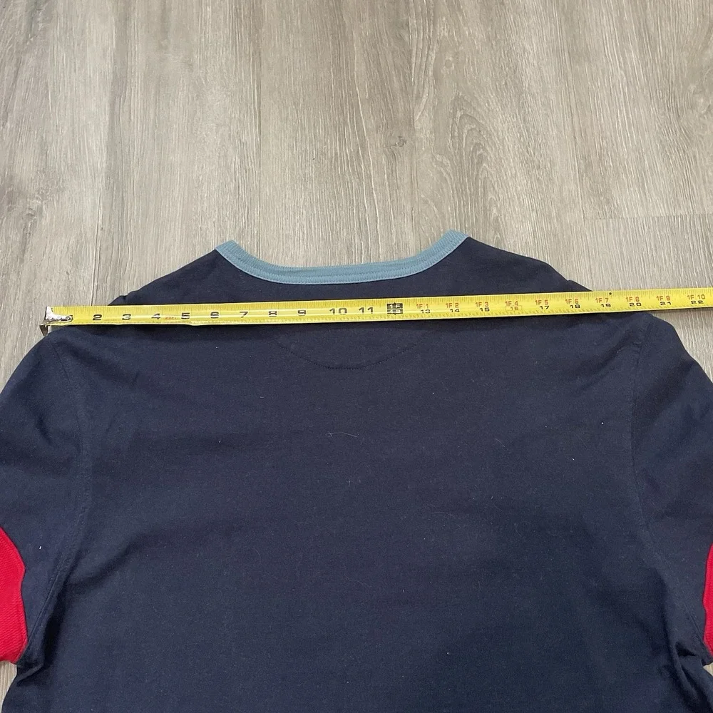 Vtg Chaps Ralph Lauren Shirt Mens L  Stripe Long Sleeve Rugby Navy Red Blue